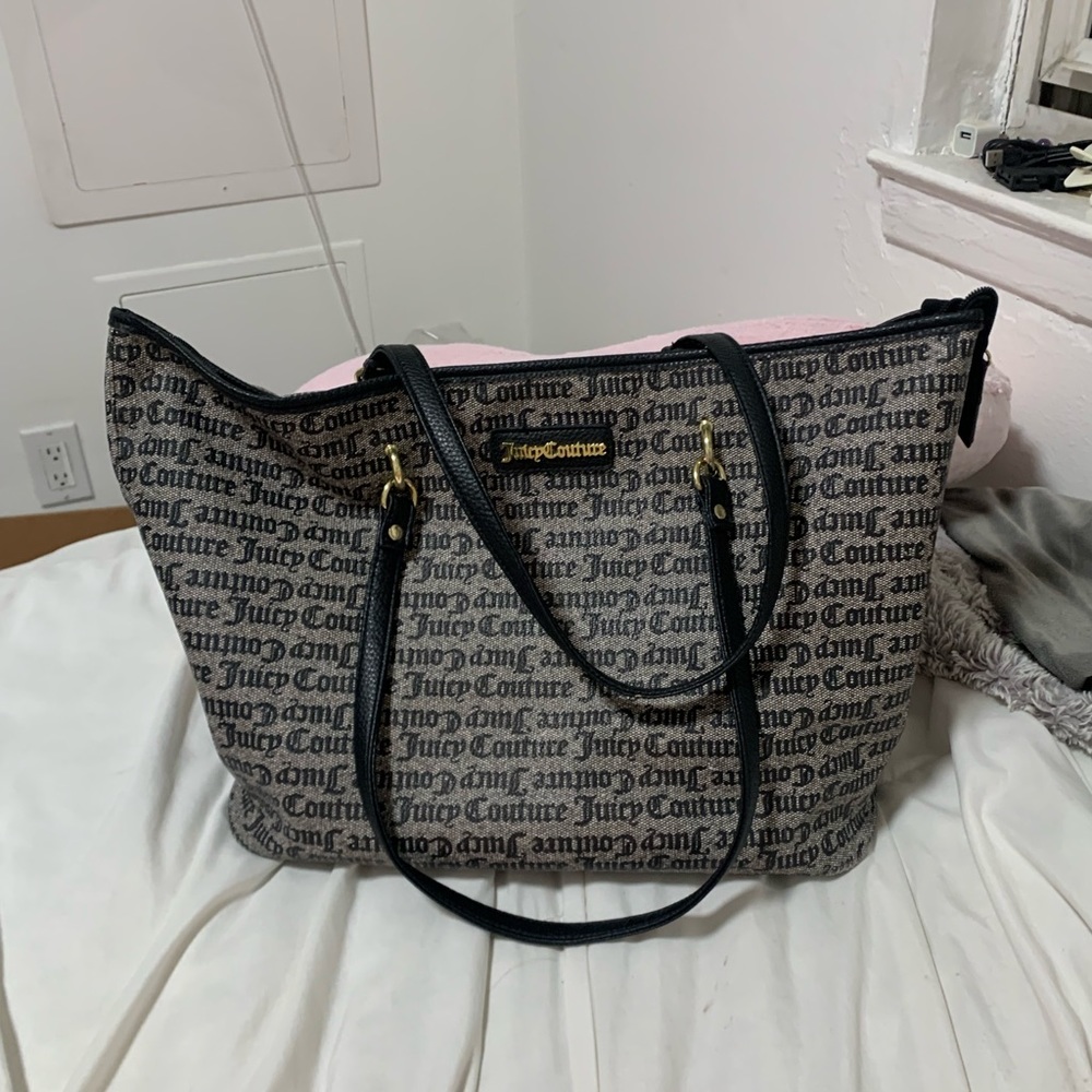 Juicy Couture Black Monogram Tote Shoulder Bag